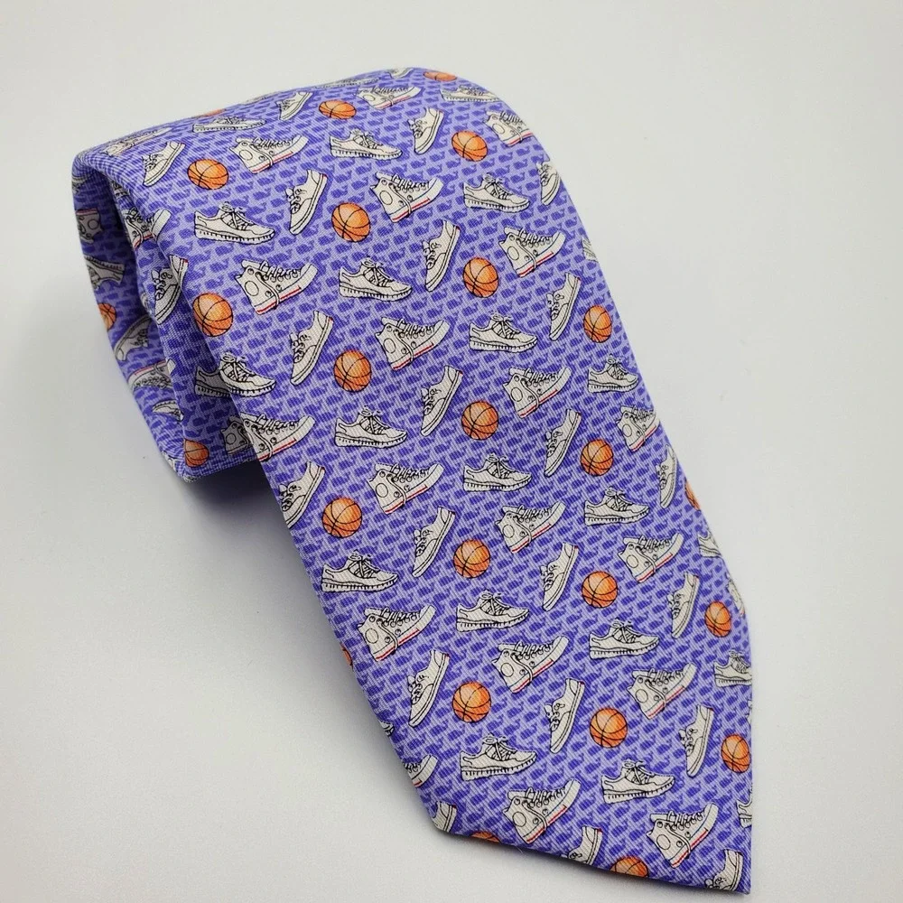 Vineyard Vines Coaches vs Cancer Basketball Sneaker Silk Tie Purple Made in USA